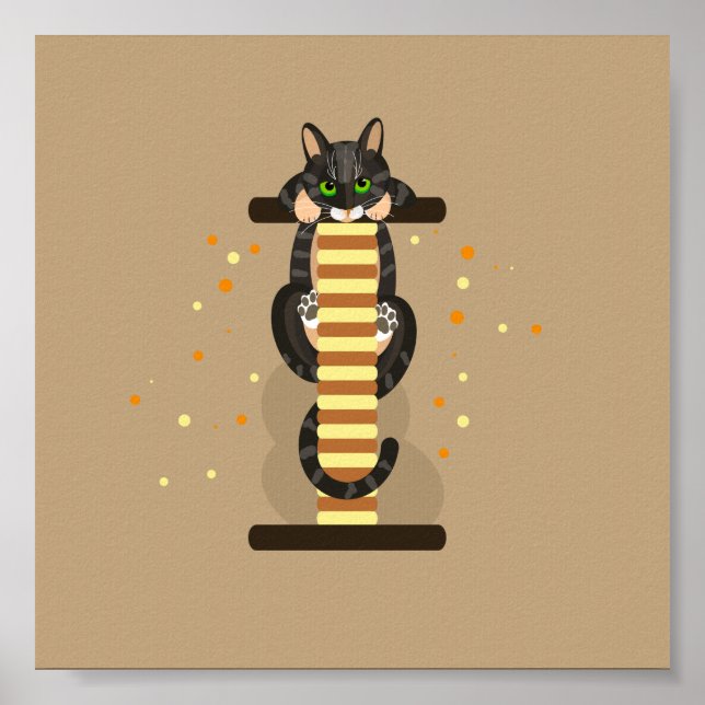 Geometric tabby katt illustration poster (Framsidan)