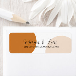 GEOMETRIC Tan Terracotta Circular Bröllop Label Returadress Etikett