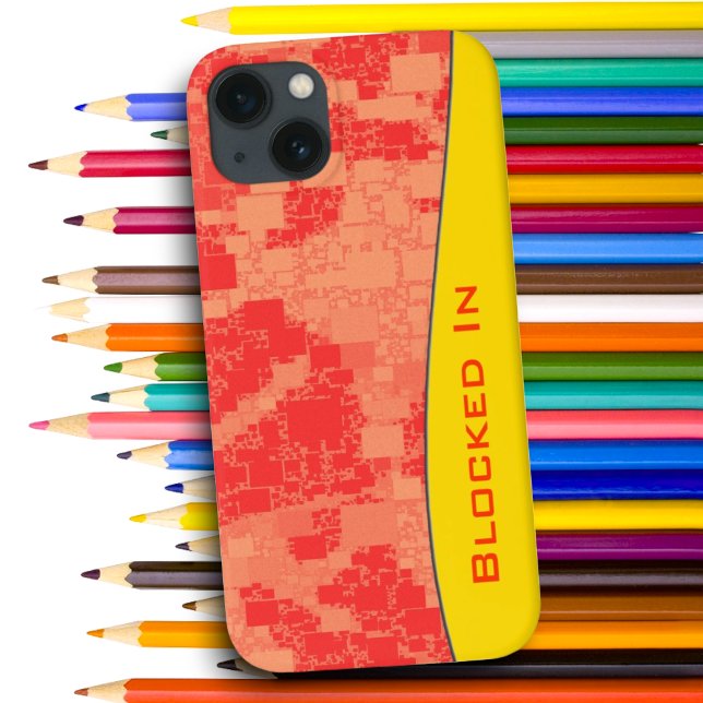 Geometric Tangerine Block Mönster Personlig (back iPhone cover ready to personalize or remove text)