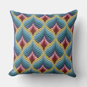 Geometric Tapestry Dream: Bargello Needlepoint Thr Kudde