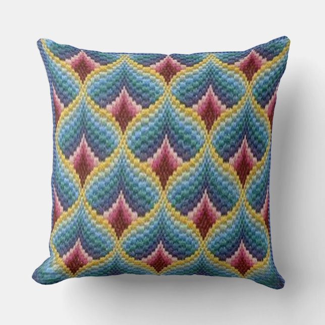 Geometric Tapestry Dream: Bargello Needlepoint Thr Kudde (Framsida)