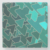 Geometric Teal and Guld Stone Underlägg