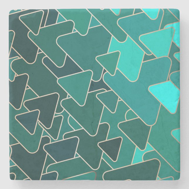 Geometric Teal and Guld Stone Underlägg (Framsidan)
