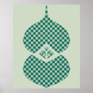 Geometric Teal and Mint Art i mitten av århundrade Poster