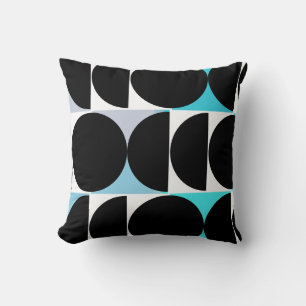 Geometric Teal Blue från det moderna medelårhundra Kudde