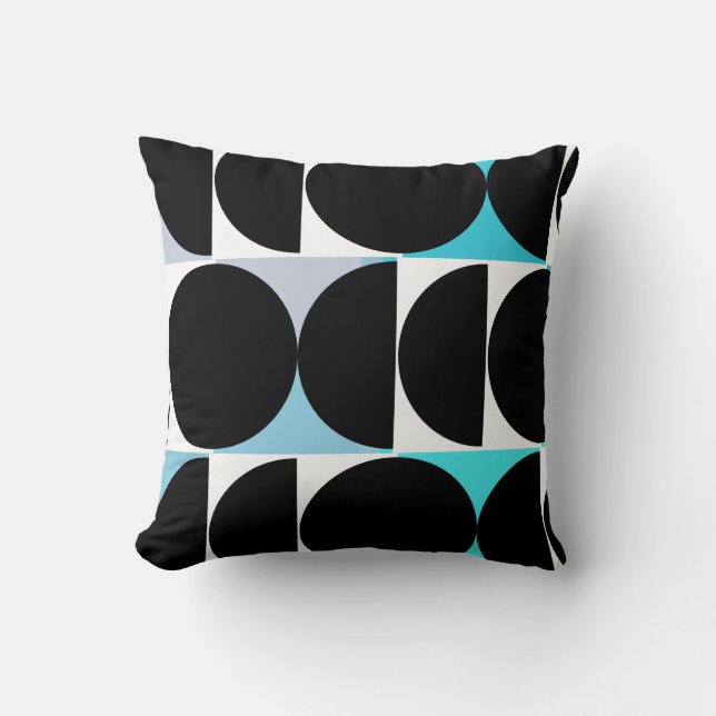 Geometric Teal Blue från det moderna medelårhundra Kudde (Framsida)