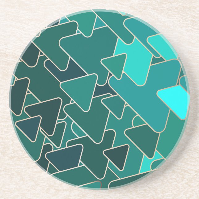 Geometric Teal och Guld Sandstone Underlägg (Framsidan)