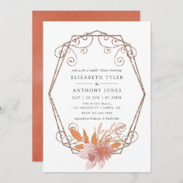 Geometric Terracotta Par Shower för vattenfärg Inbjudningar