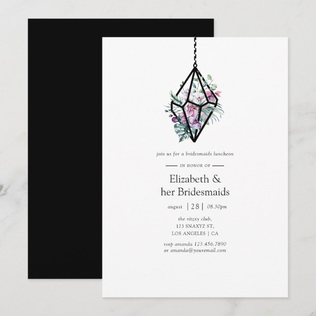 Geometric Terrarium Blommigt Bridesmaids Luncheon Inbjudningar (Fram/baksida)