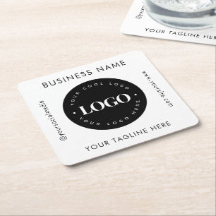 Geometric Text Anpassningsbar Business Company Log Underlägg Papper Kvadrat