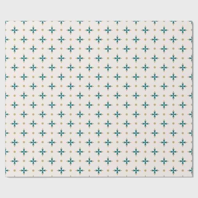 Geometric Tile Gold and green Wrapping Paper Presentpapper (Platt)