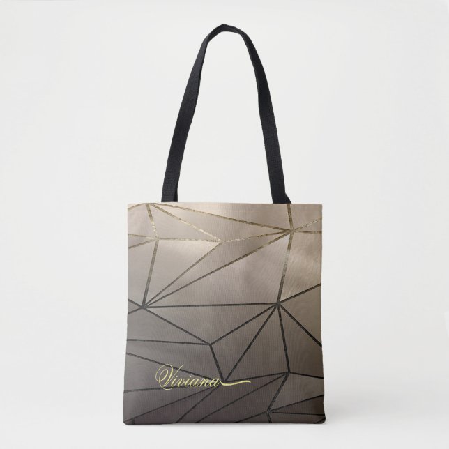 Geometric Tote Bag ro Guld Tygkasse (Framsida)