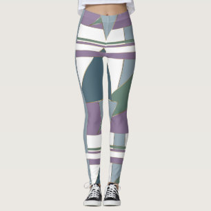 Geometric Triangle Mönster Blue Violet Grönt Leggings