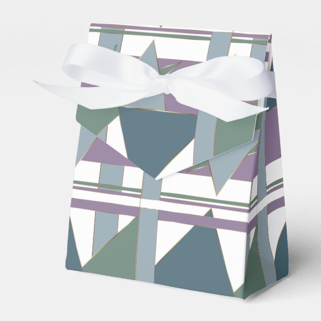 Geometric Triangle Mönster Blue Violet Grönt Presentaskar (Framsidan Sidan)