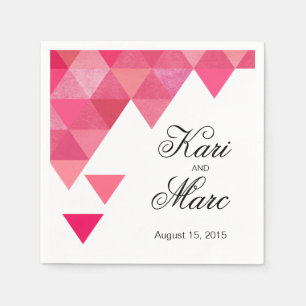 Geometric Triangles Cocktail Party fuschia Pappersservett