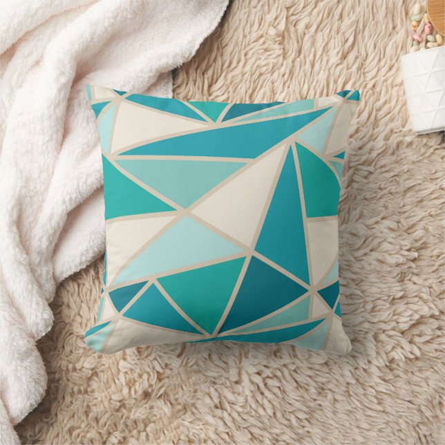 Geometric Triangles, kustturkos Lagoon Blue Kudde (Filt)