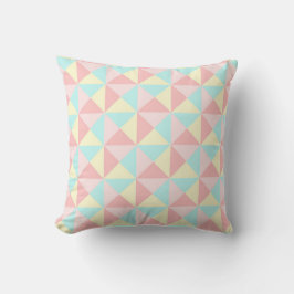 Geometric Triangles Pastel Rosa Blue Gult Pillow Kudde