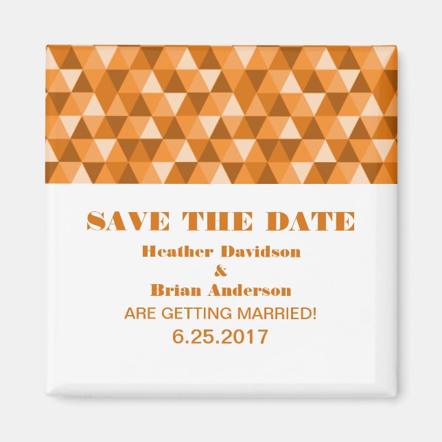 Geometric Triangles Spara datum magneter, Orange Magnet (Framsidan)