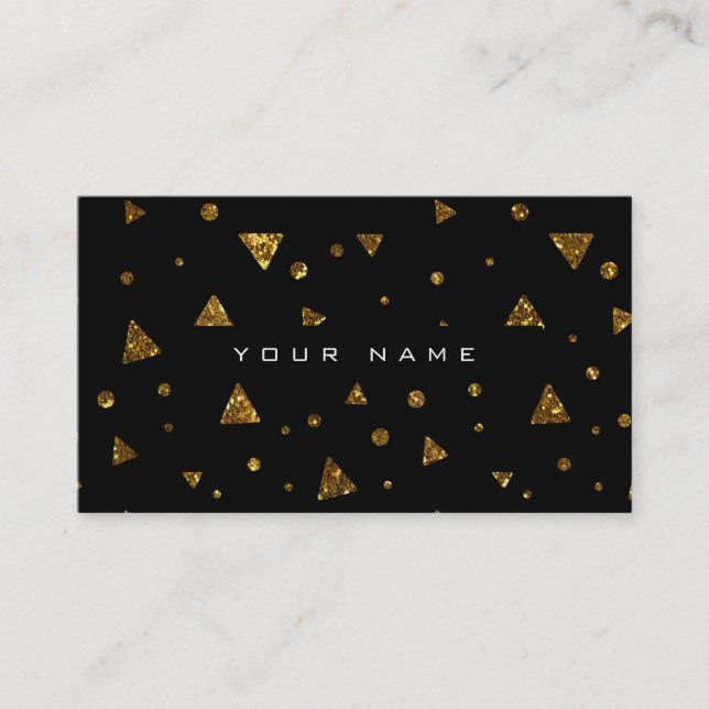 Geometric Triangular Glitter Golden Black Vip Visitkort (Framsida)