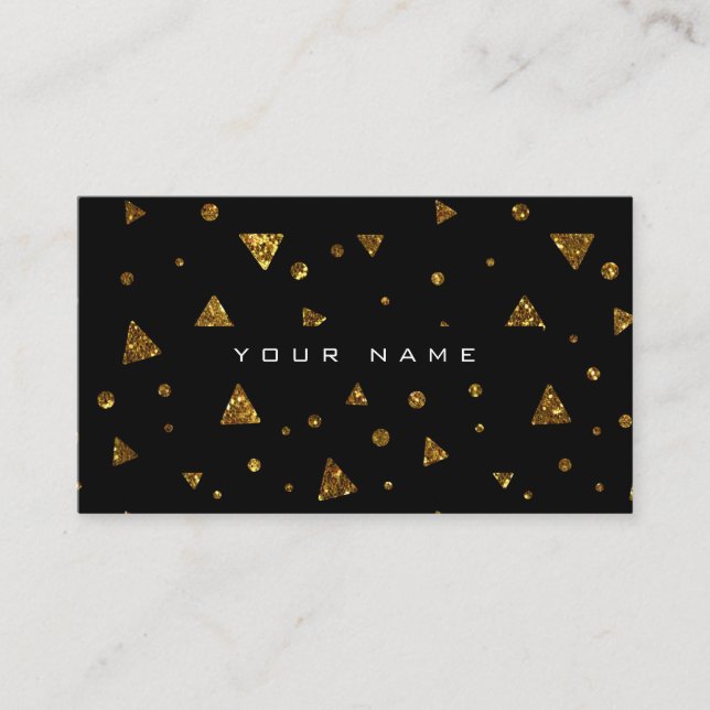 Geometric Triangular Glitter Golden Black Vip Visitkort (Framsida)