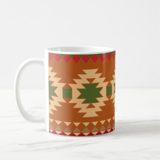 Geometric Tribal Aztec Colorful Mönster Kaffemugg (Vänster)