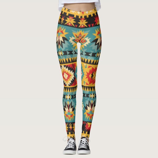 Geometric Tribal Design Leggings (Framsida)