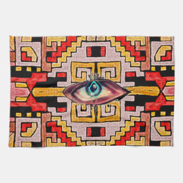 Geometric Tribal/Ethnic Mönster med Öga Kökshandduk