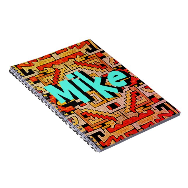 Geometric Tribal/Ethnic Mönster och ditt namn Anteckningsbok (Högra Sidan)