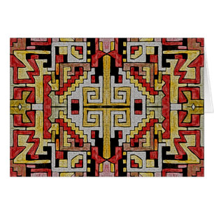 Geometric Tribal/Ethnic Mönster red & gult Hälsningskort