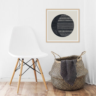 Geometric Tribal Pattern Eclipse Moon Art Print Poster