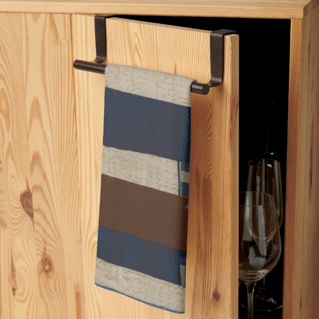 Geometric Tribal (Terracotta + Blue) Luxury Kökshandduk (Thirds Fold)