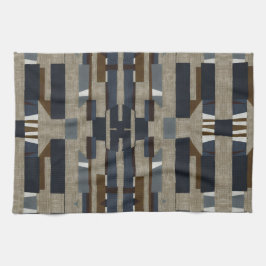 Geometric Tribal (Terracotta + Blue) Luxury Kökshandduk