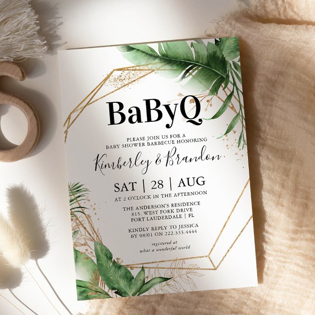 Geometric Tropical Botanical BBQ Baby Shower Inbjudningar (Skapare uppladdad)