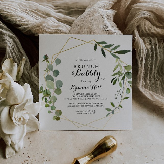 Geometric Tropical Brunch och Bubly Möhippa Inbjudningar (Skapare uppladdad)