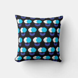 Geometric Tulips Blue and Black Kudde