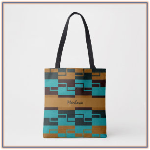 Geometric Turcos Black och Brown Tygkasse