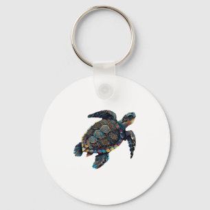 Geometric Turtle Colorful Abstrakt Rainbow Nyckelring