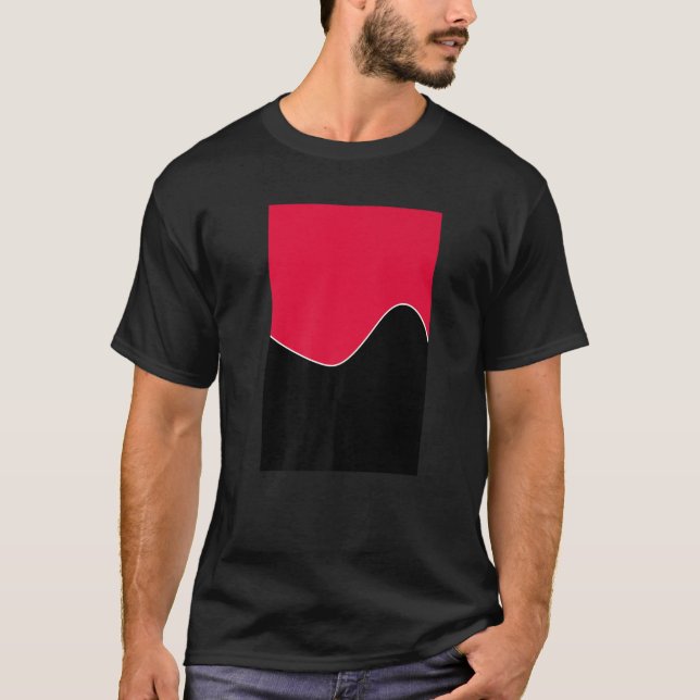 GEOMETRIC TVÅ TONE WAVE MÖNSTER CRIMSON OCH BLACK T SHIRT (Framsida)