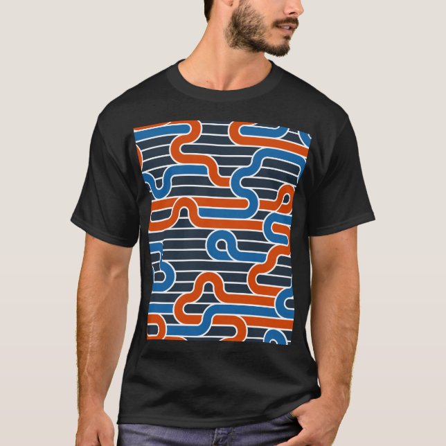Geometric Twisted Linjer Vintage T Shirt (Framsida)