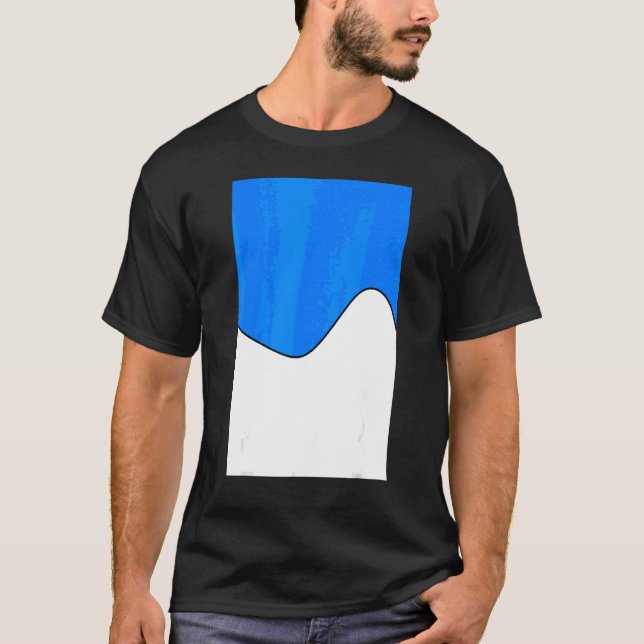 Geometric Two Tone Wave Mönster Azure and White T Shirt (Framsida)