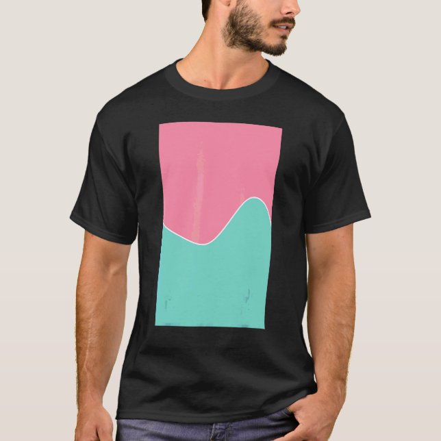 Geometric Two Tone Wave Mönster Baker Miller Rosa T Shirt (Framsida)