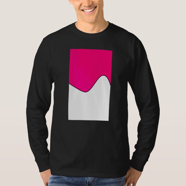 Geometric Two Tone Wave Mönster Bright Rosa and Wh T Shirt (Framsida)