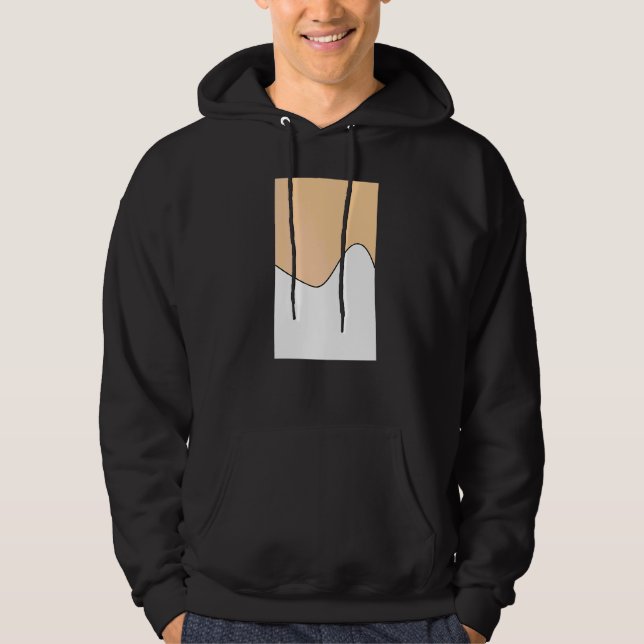 Geometric Two Tone Wave Mönster Deep Peach and Whi Hoodie (Framsida)