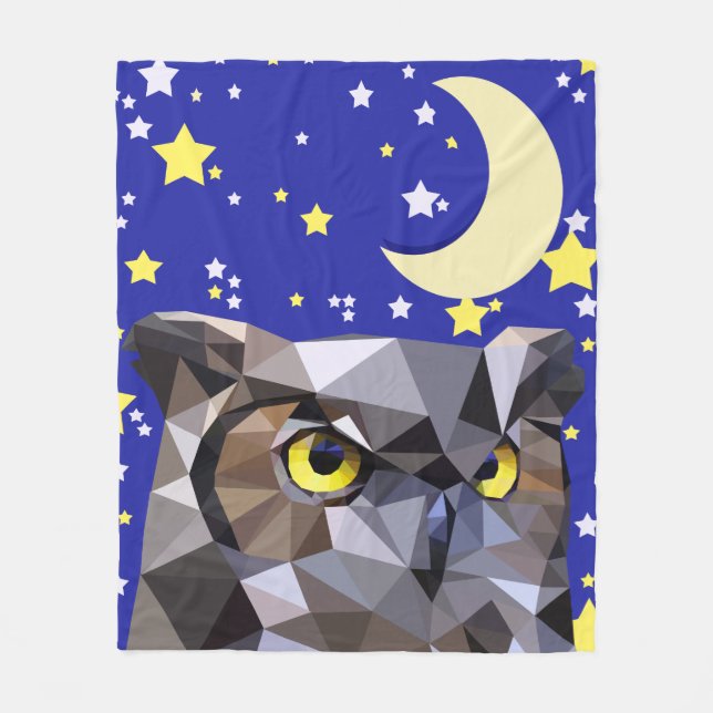Geometric Uggla och Starry Himlar Fleecefilt (Framsidan)