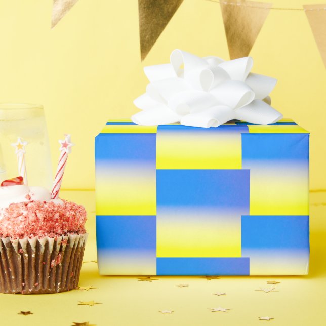 Geometric Ukraina Inspired, strålningsblått och Gu Presentpapper (Födelsedagsfest)