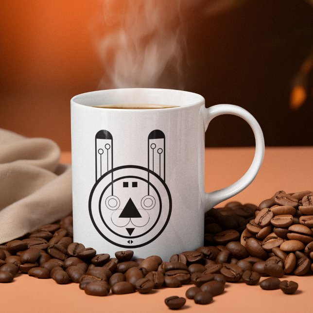 Geometric Usagi Rabbit Zodiac Två-Tonad Mugg (Sip your sign - the Usagi Rabbit mug brings bold zodiac energy to your daily brew.)