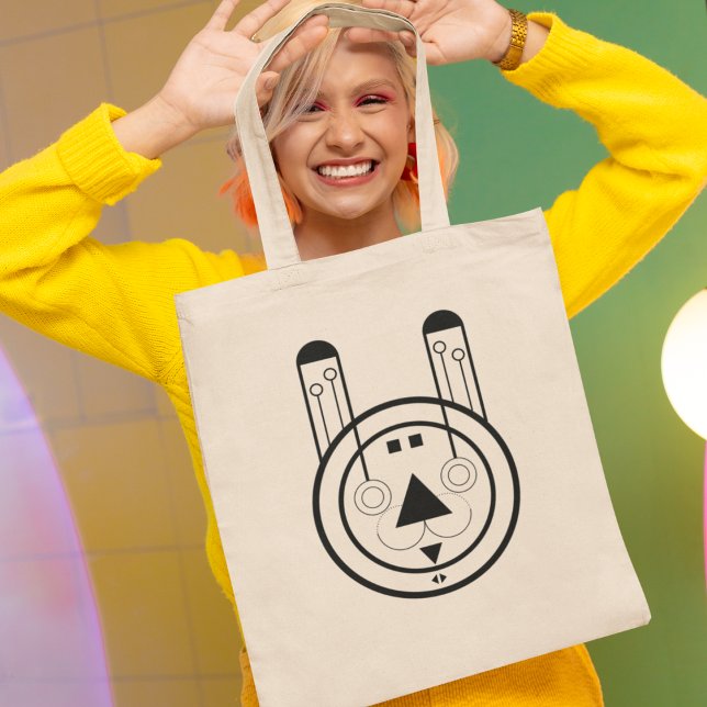 Geometric Usagi Rabbit Zodiac Tygkasse (Step out in style with this geometric Usagi Rabbit totebag.)