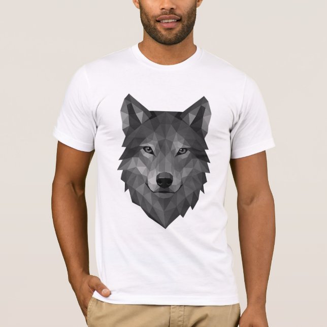 Geometric Varg Head | Polygon Art med Alpha Stil T Shirt (Framsida)