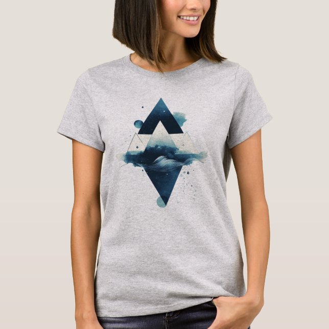 Geometric Vatten Inslag T-Shirt (Framsida)