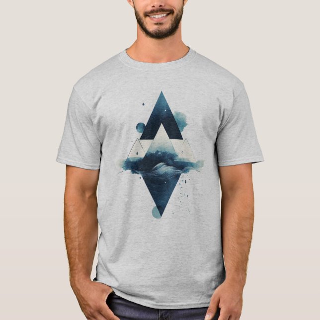 Geometric Vatten Inslag T Shirt (Framsida)